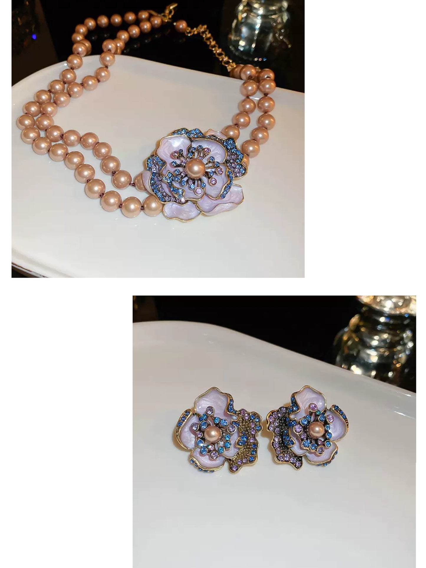 Champagne Pearl Flower Set