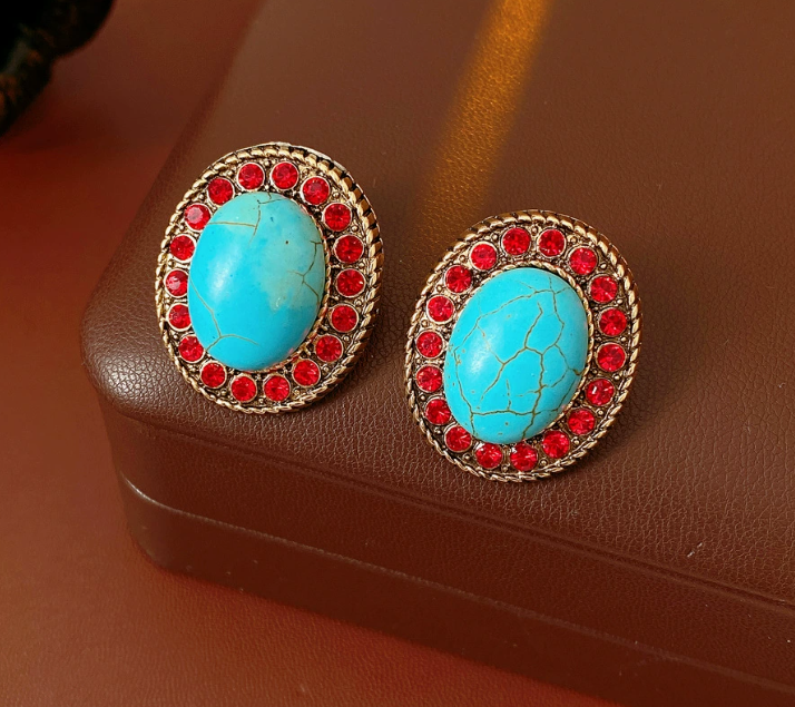 Turquoise Red Crystal Set
