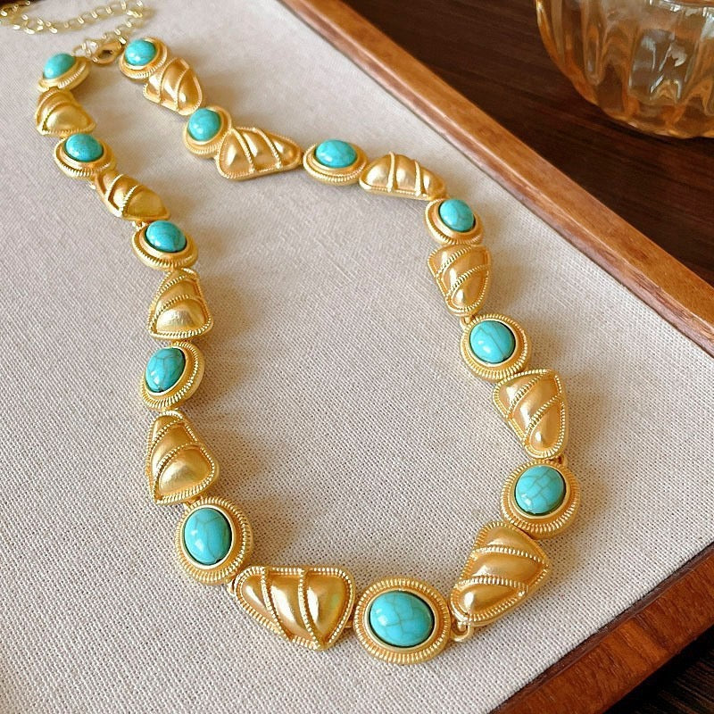 Turquoise Matte Gold Set
