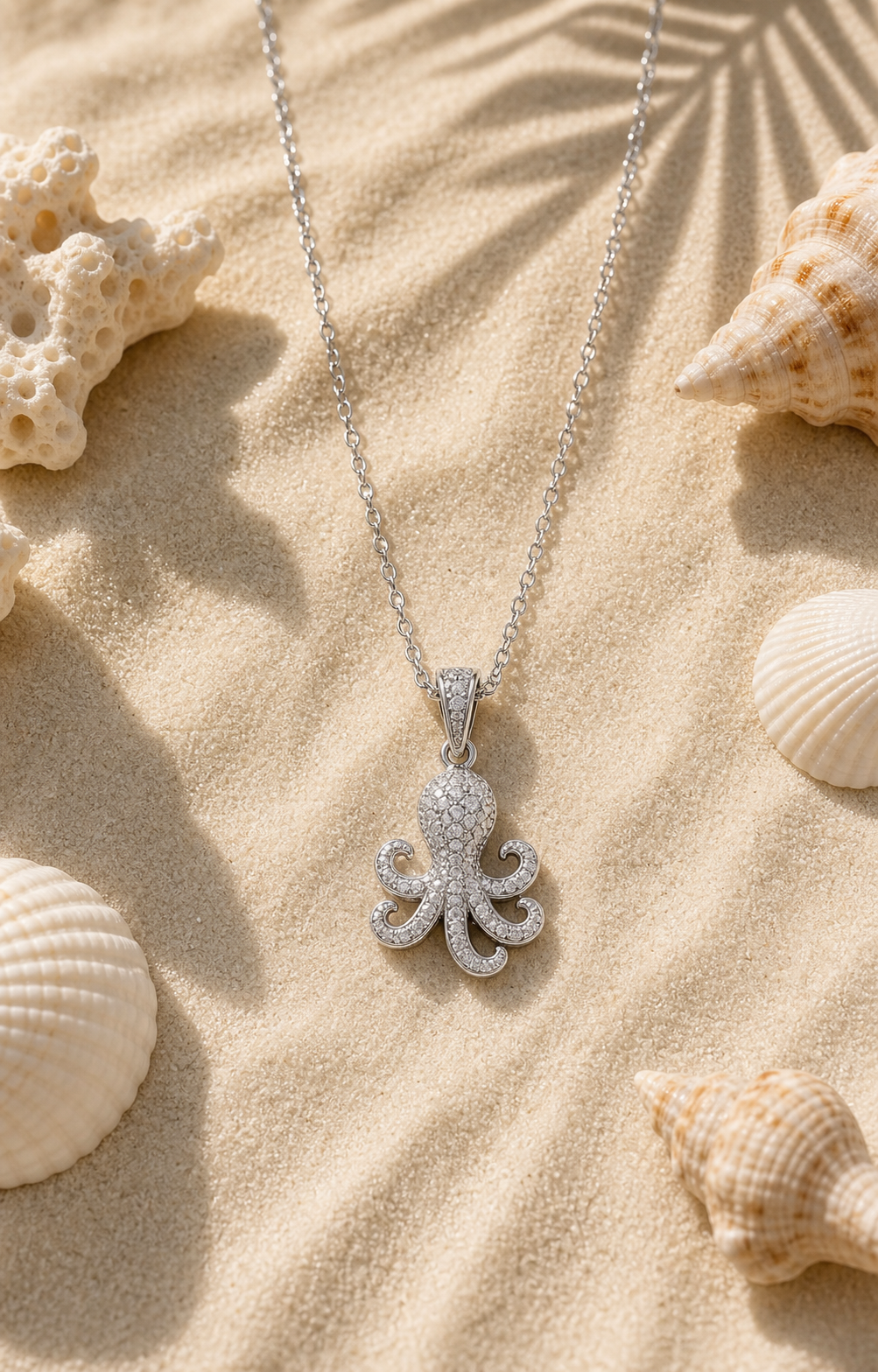 Silver Octopus Ocean Charm Necklace