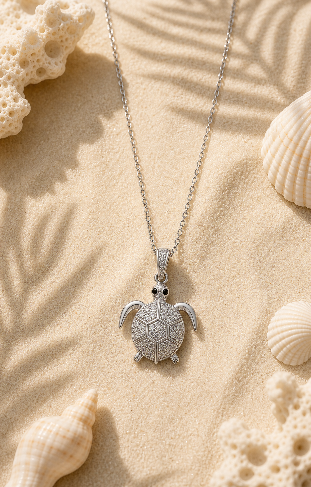 Silver Sea Turtle Ocean Charm Necklace