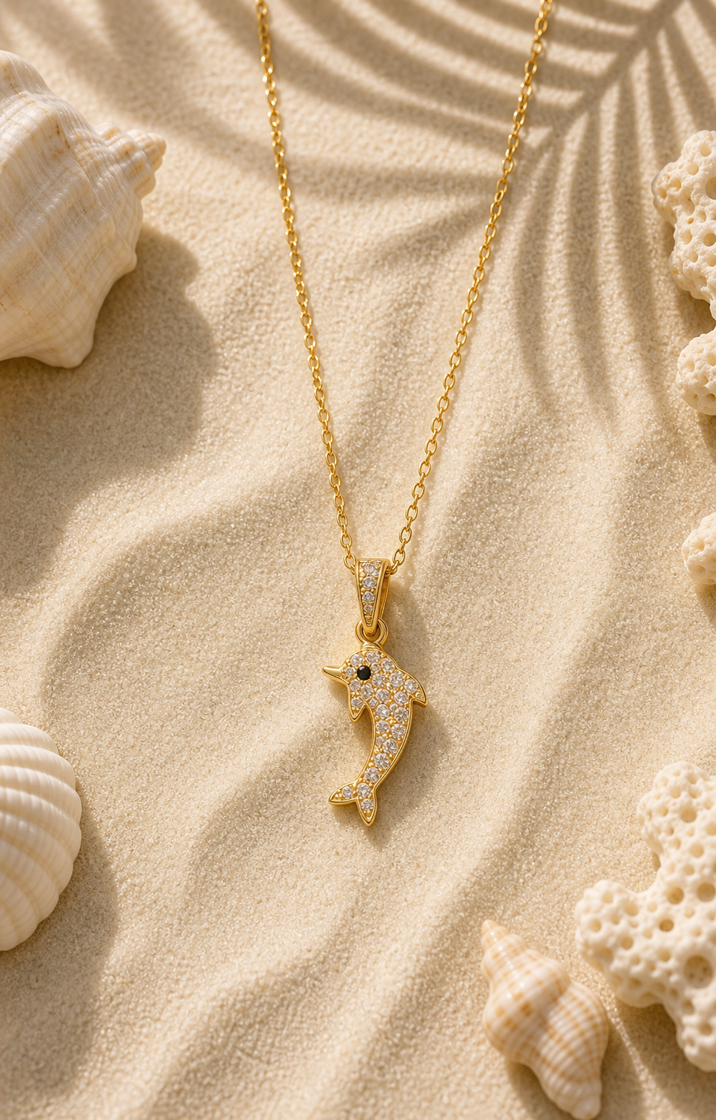 Gold Dolphin Ocean Charm Necklace