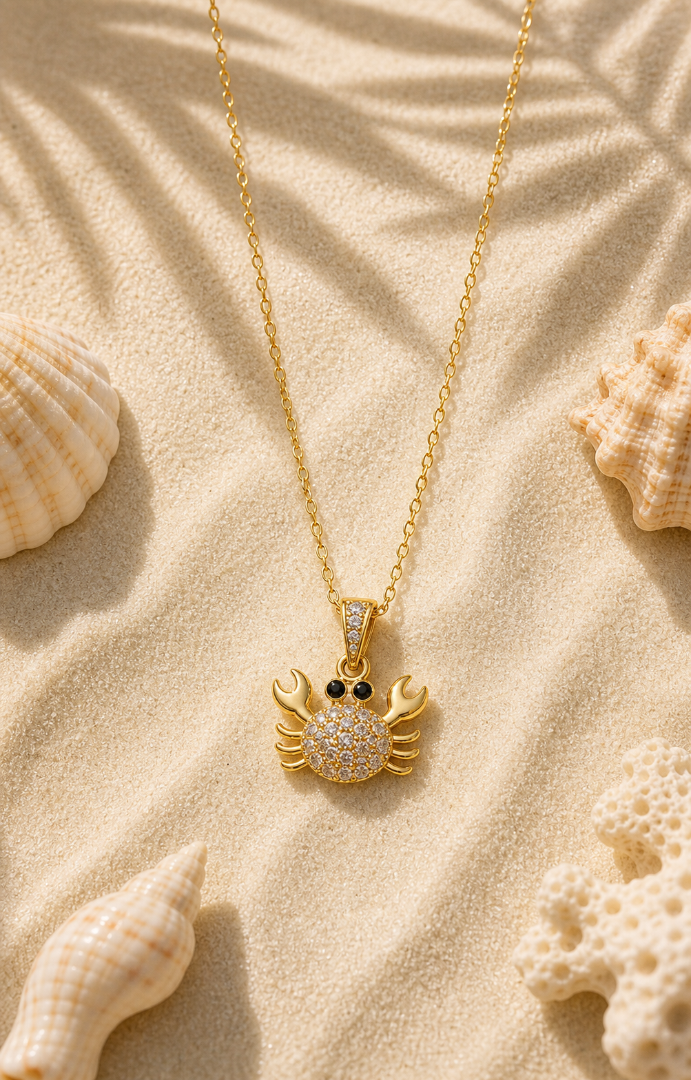 Gold Crab Ocean Charm Necklace