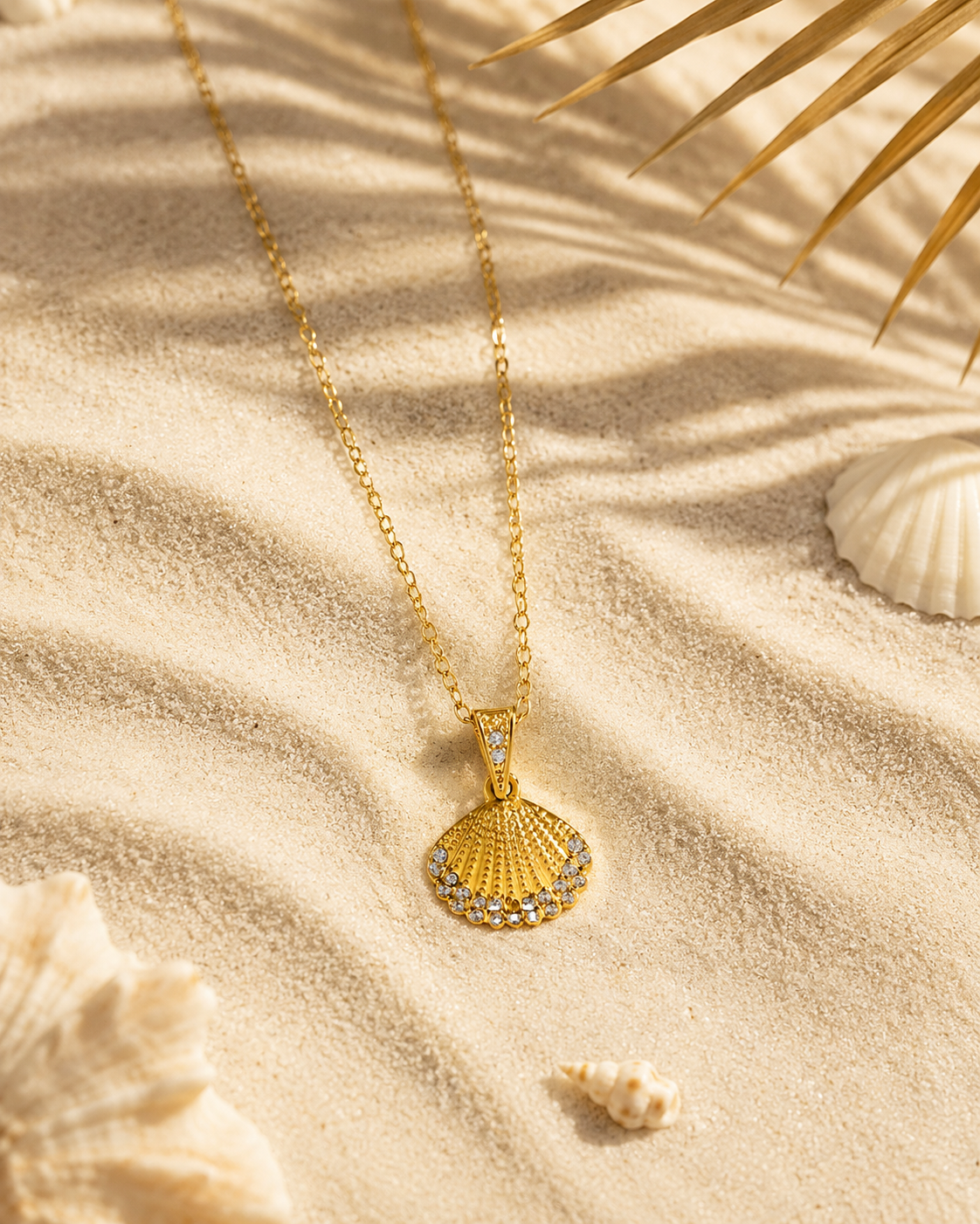Gold Seashell Ocean Charm Necklace