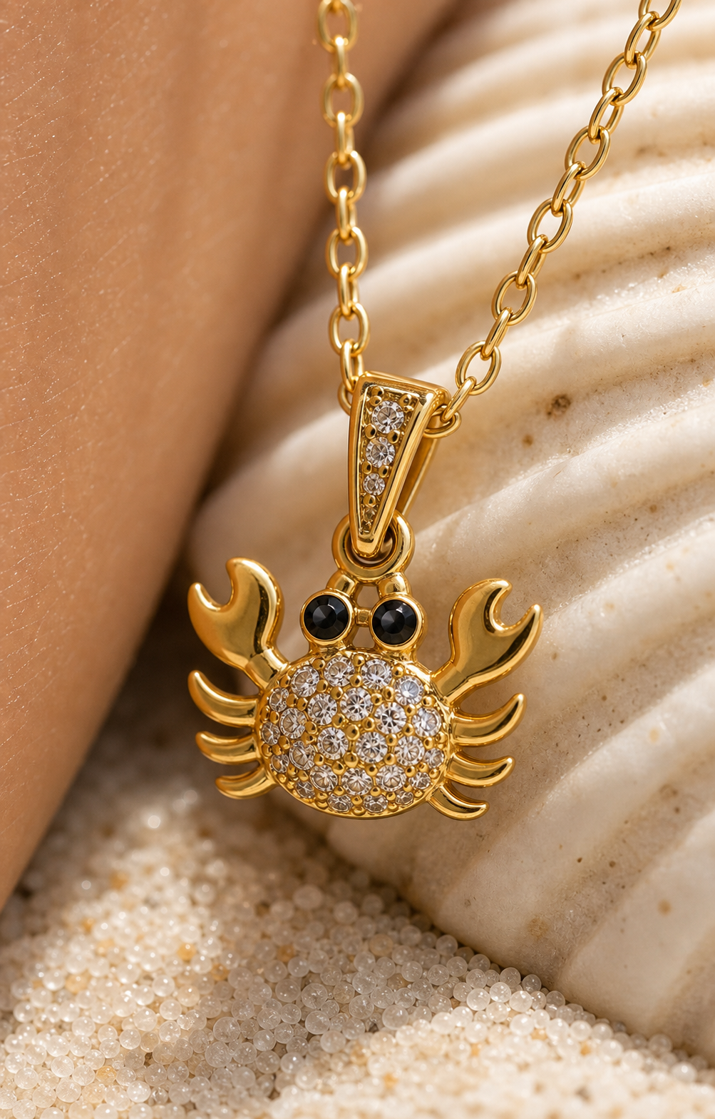 Gold Crab Ocean Charm Necklace