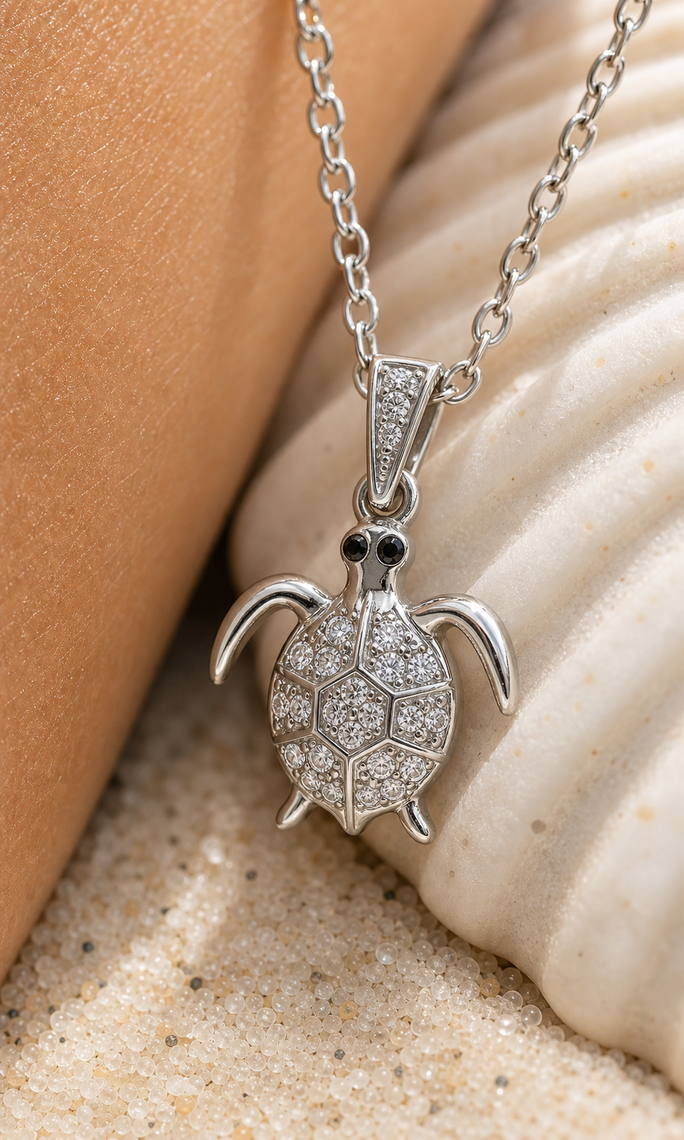 Silver Sea Turtle Ocean Charm Necklace