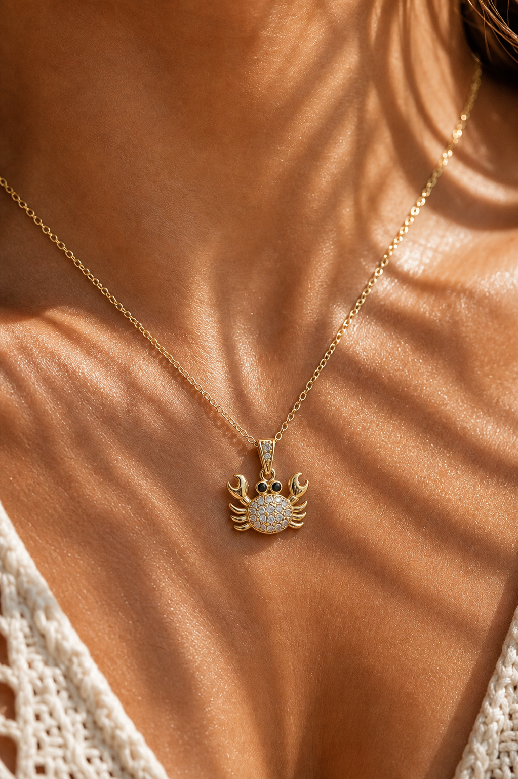 Gold Crab Ocean Charm Necklace