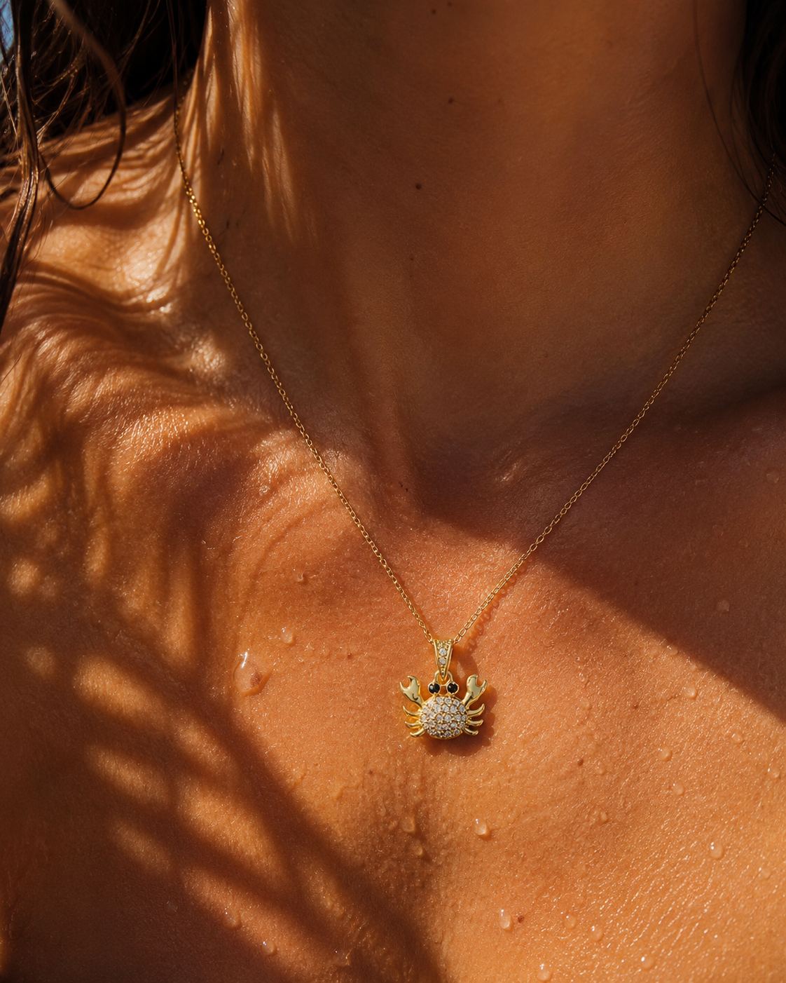 Gold Crab Ocean Charm Necklace