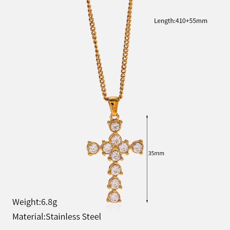 14K Gold Plated Cross Pendant Necklace Collection, Vintage Style Gemstone Cross Necklaces
