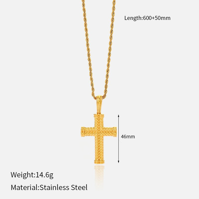 14K Gold Plated Cross & Sword Pendant Necklace Collection, Stainless Steel Faith Necklaces