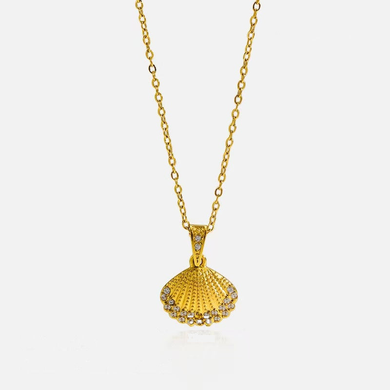 Gold Seashell Ocean Charm Necklace