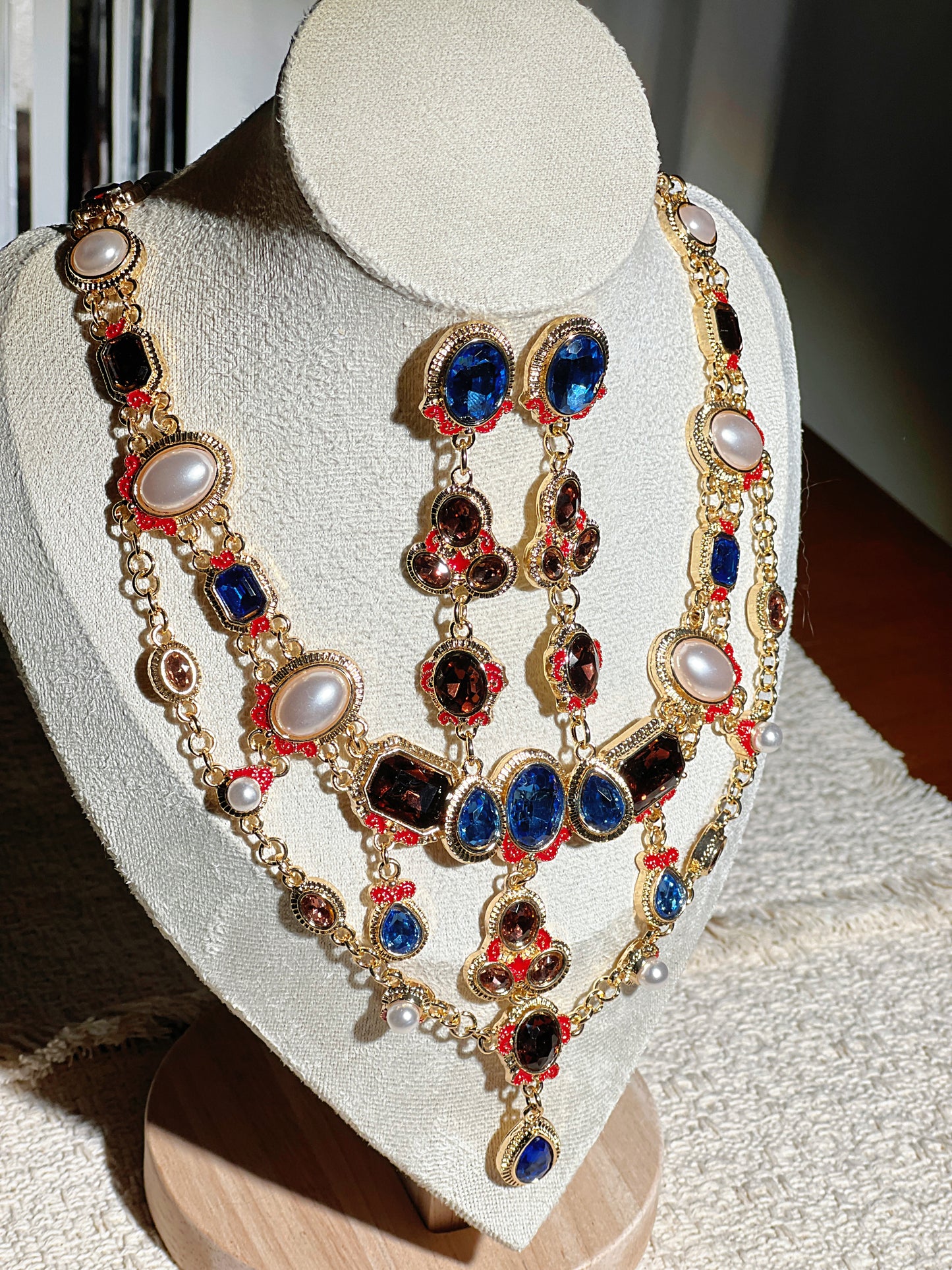 Multi-Gem Enamel Jewelry Set