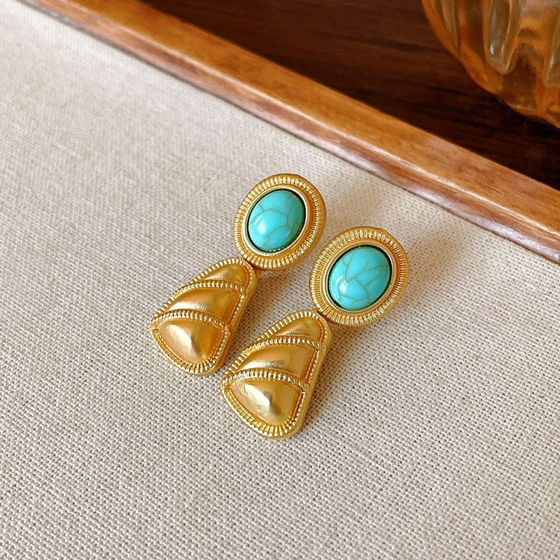 Turquoise Matte Gold Set