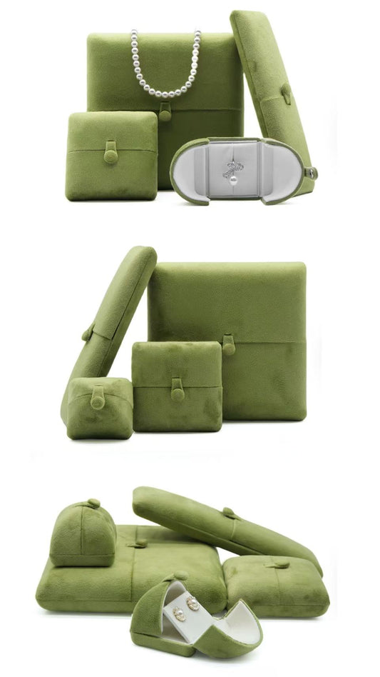 Sage Green Velvet Jewelry Box