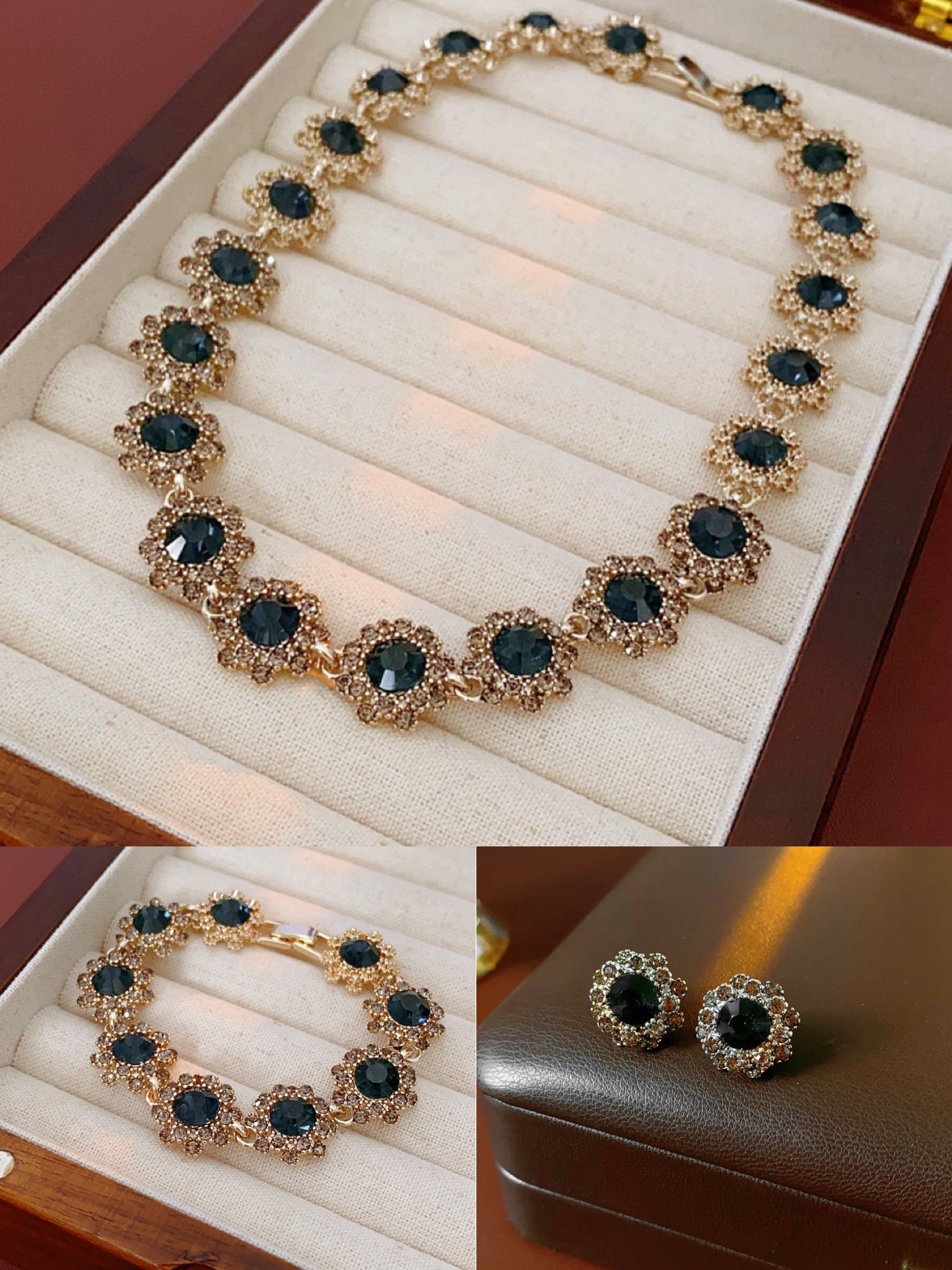 Emerald Crystal Halo Set
