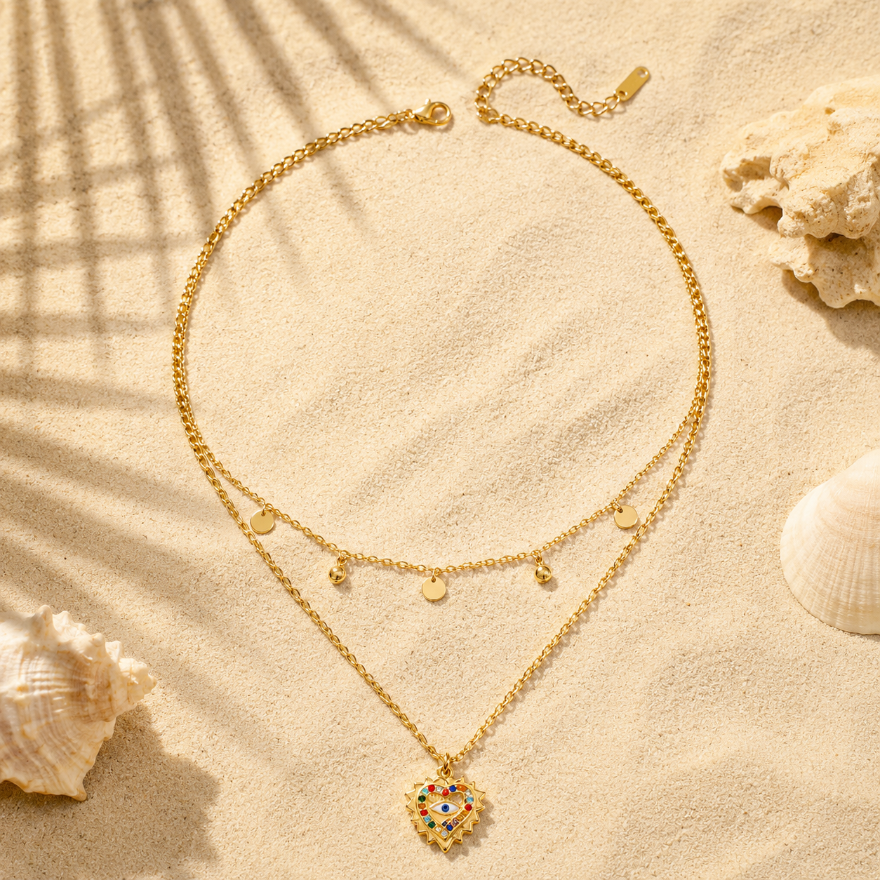 14K Gold Plated Heart-shaped Diamond Necklace