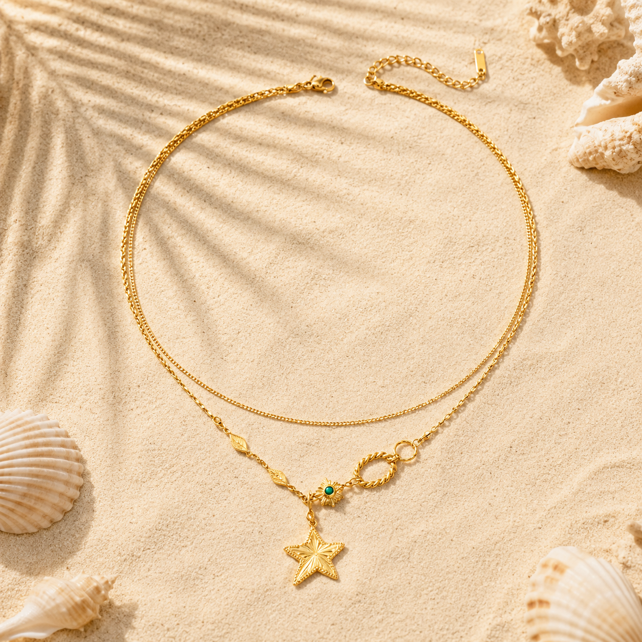 14K Gold Plated Five-Point Star Necklace