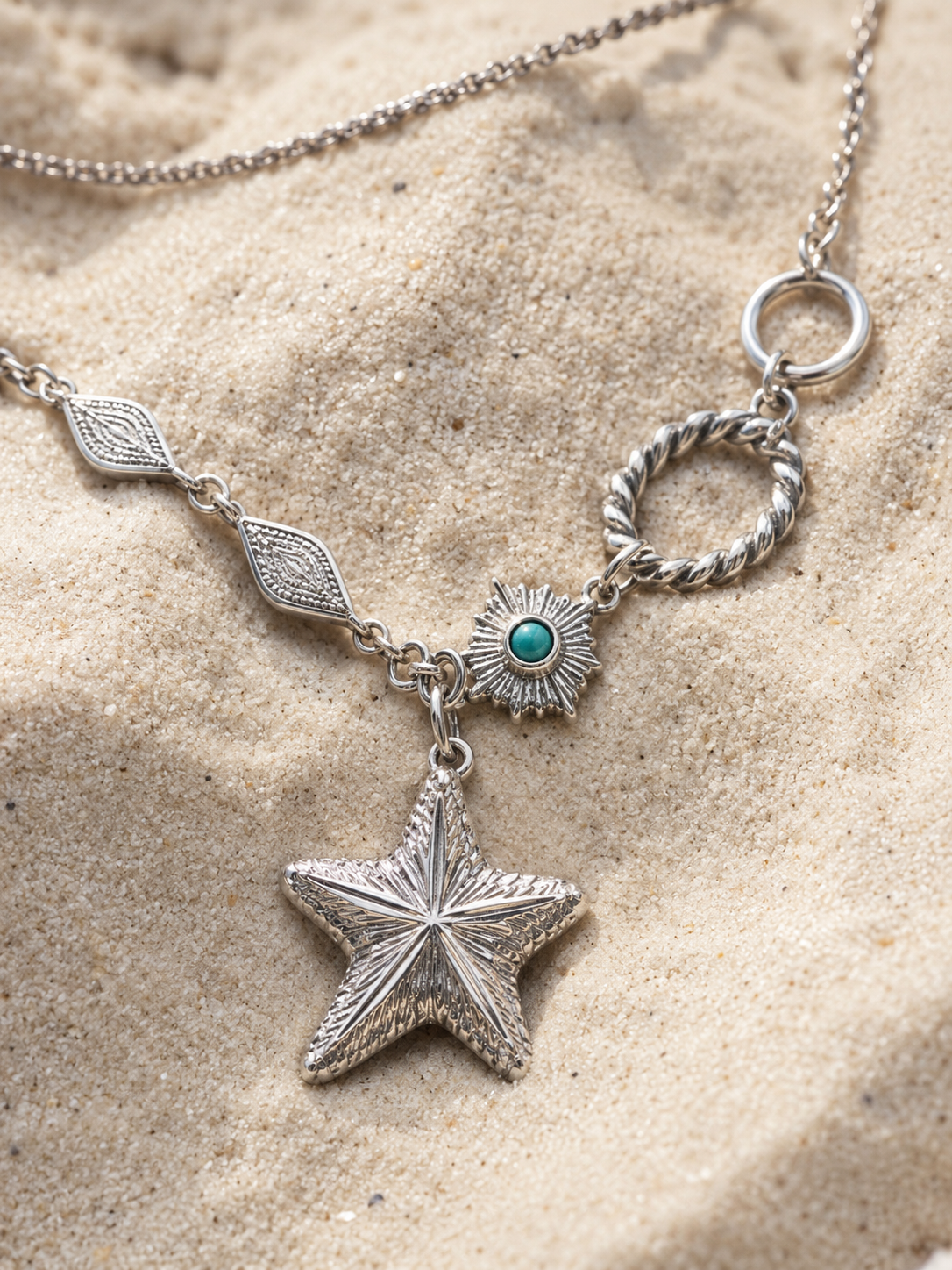 Silver Color Five-Point Star Necklace
