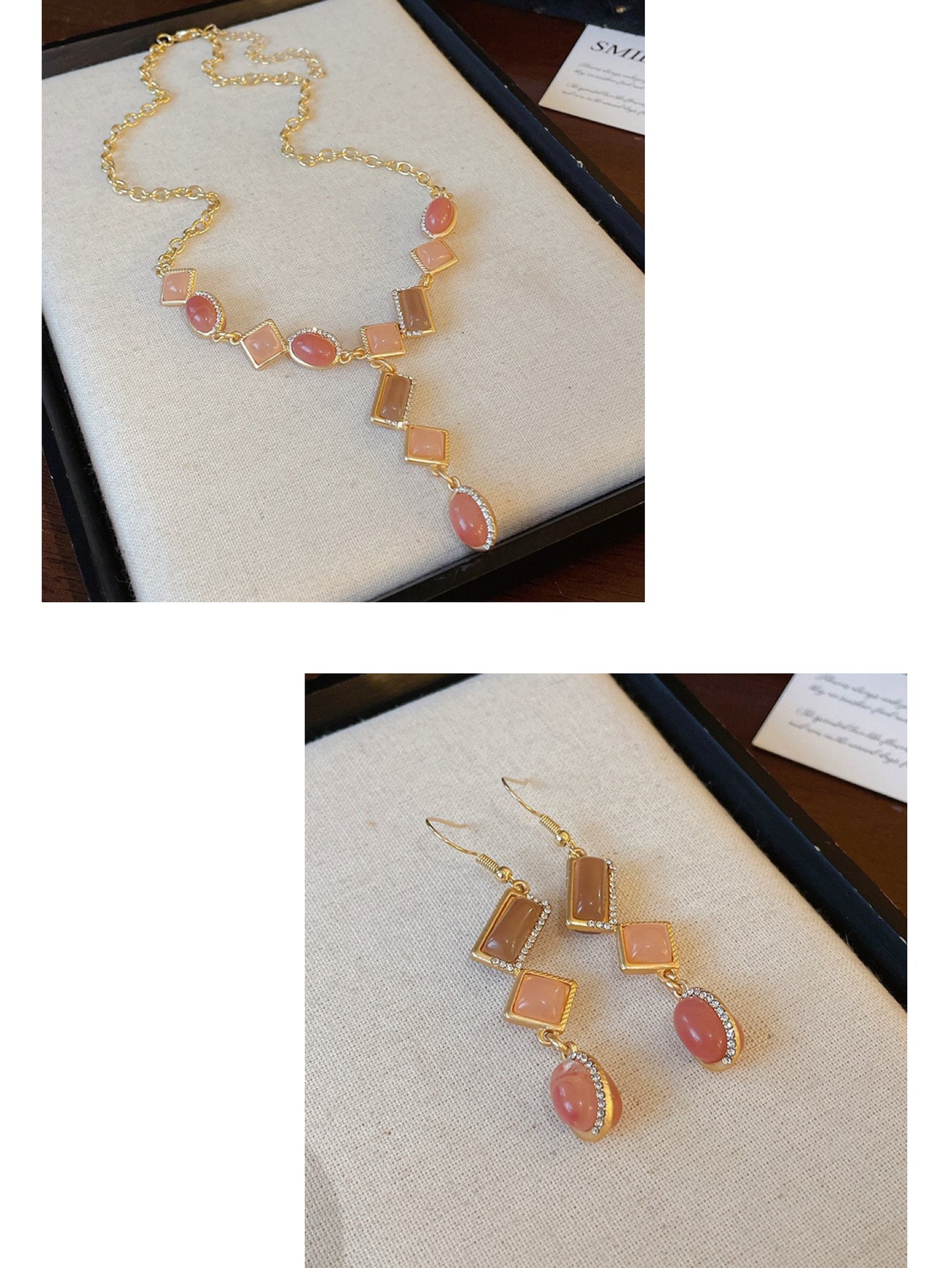 Peach Brown Lariat Set