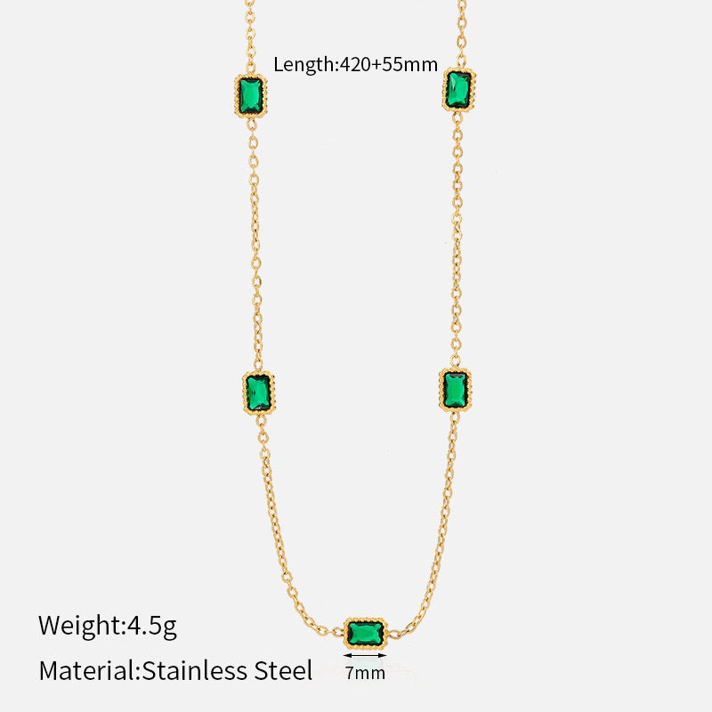 14K Gold Green Gem Pendant Necklace