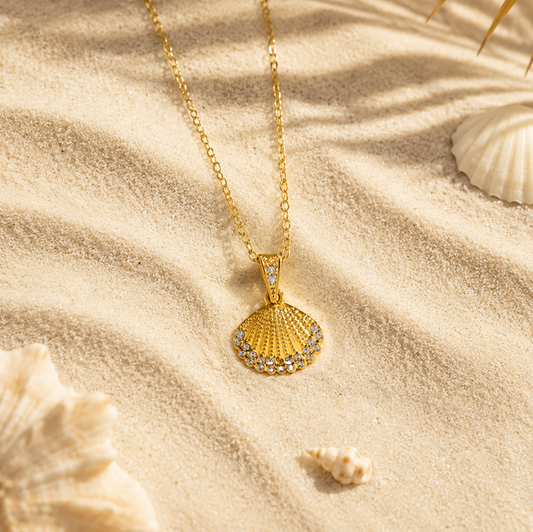 Gold Seashell Ocean Charm Necklace
