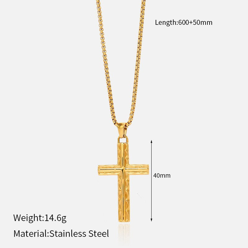 14K Gold Plated Cross & Sword Pendant Necklace Collection, Stainless Steel Faith Necklaces