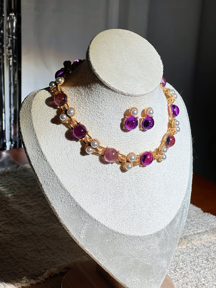 Amethyst Pearl Jewelry Set