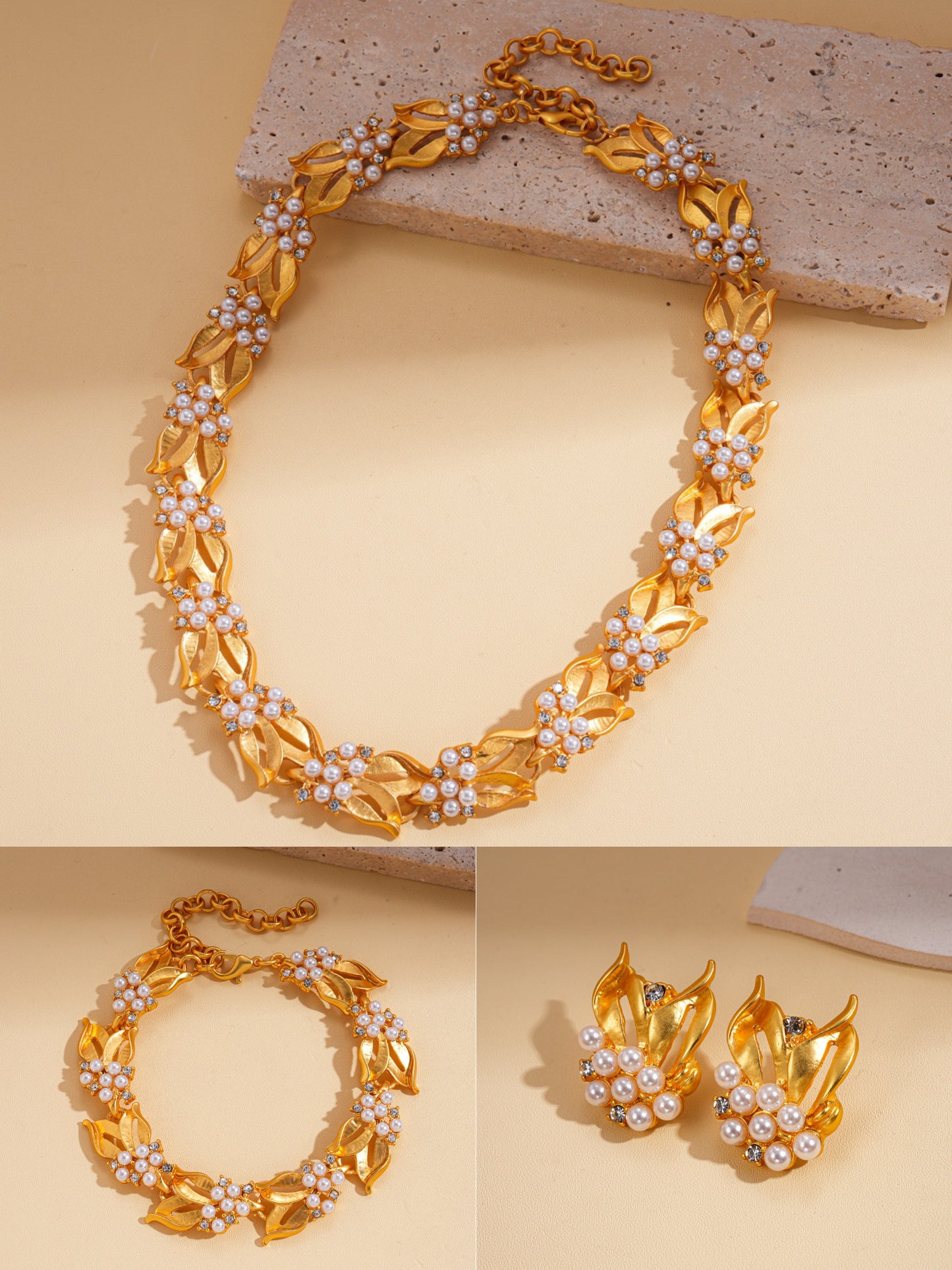 Gold Leaf Pearl Set