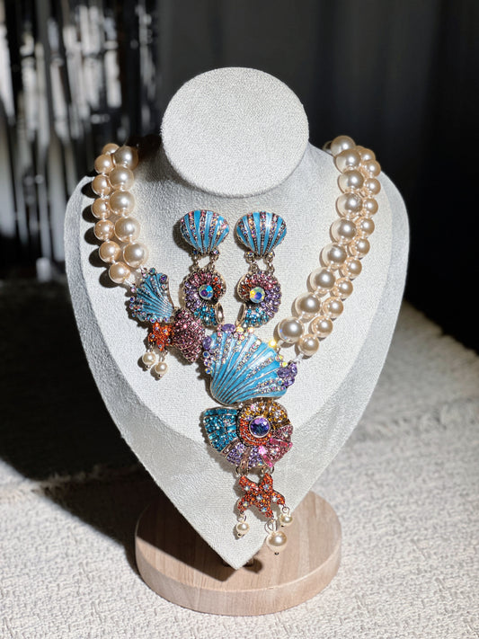 Seashell Pearl Jewelry Set
