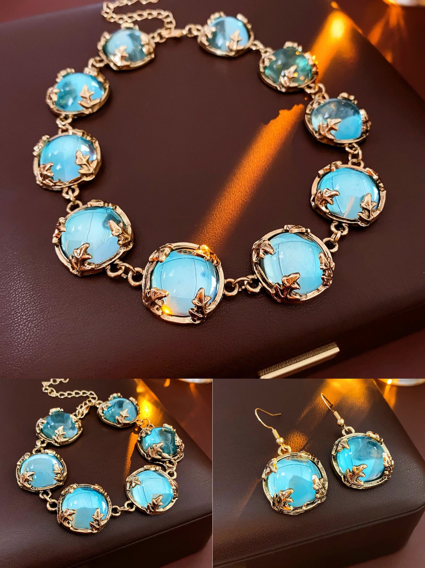 Blue Cabochon Jewelry Set