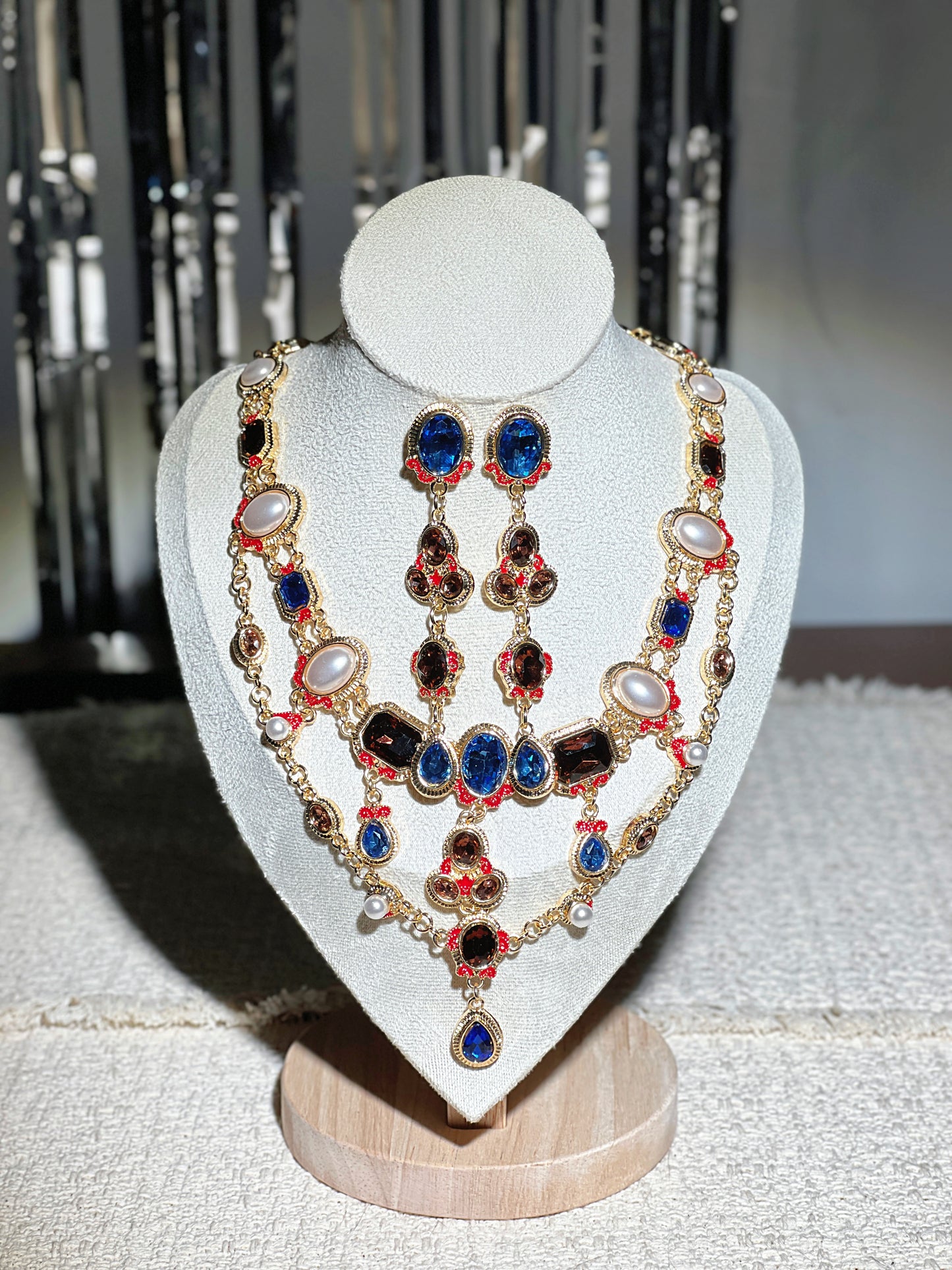 Multi-Gem Enamel Jewelry Set