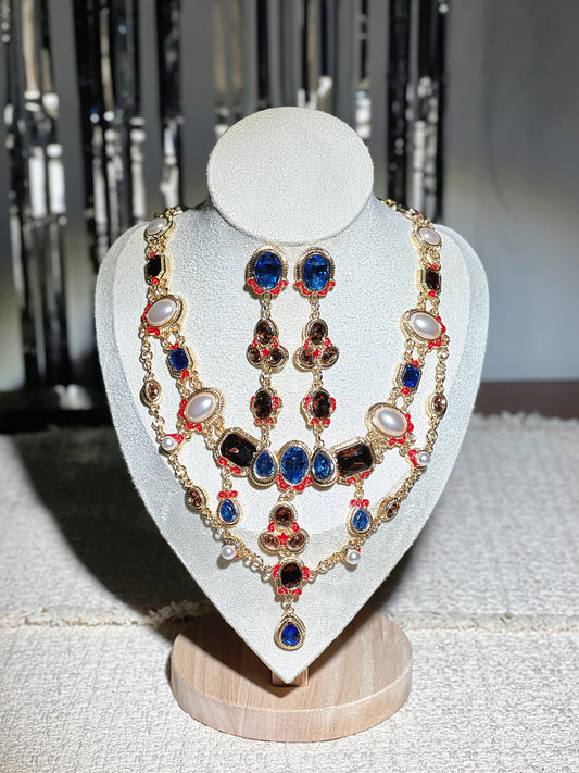 Multi-Gem Enamel Jewelry Set