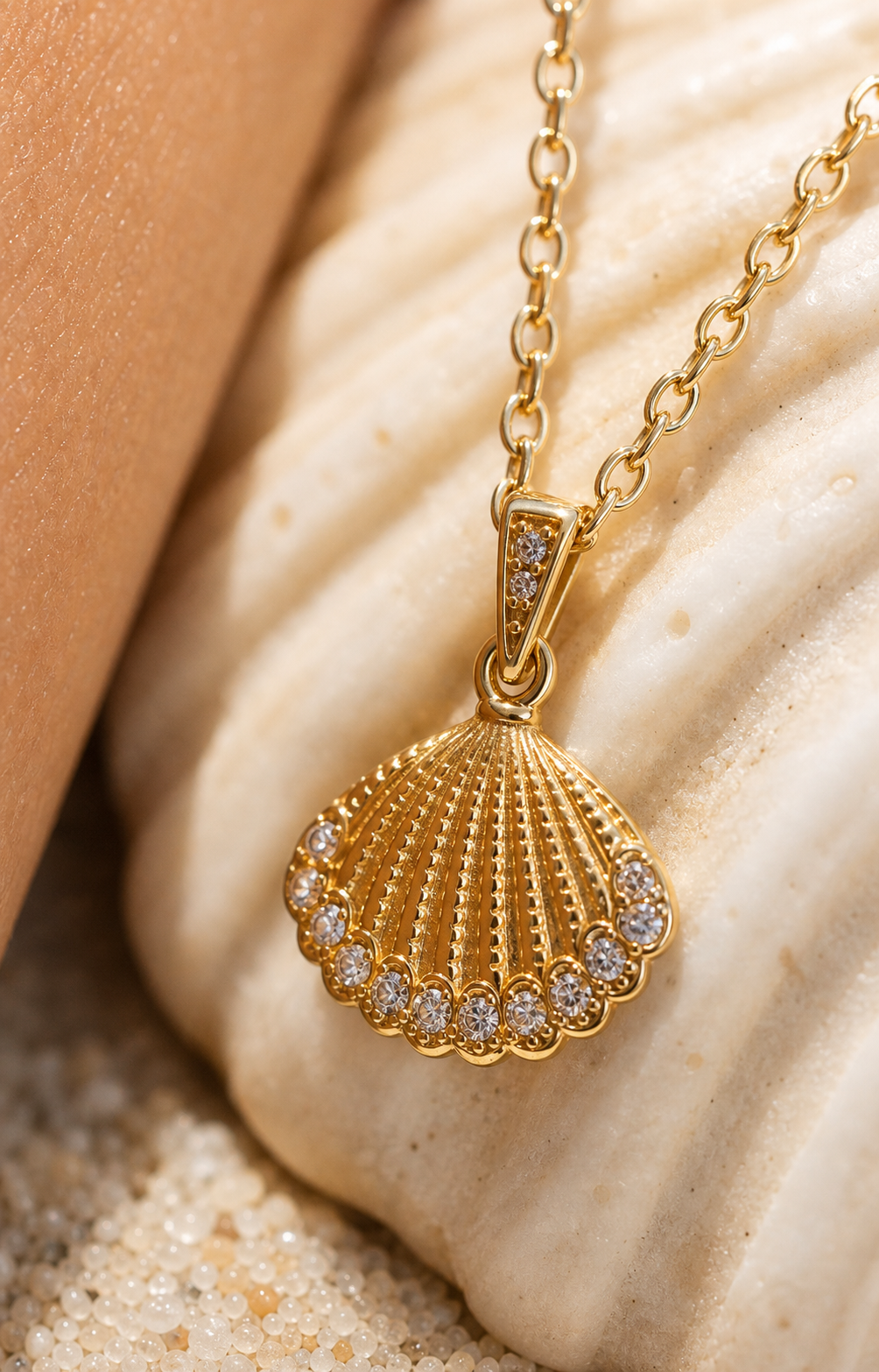 Gold Seashell Ocean Charm Necklace
