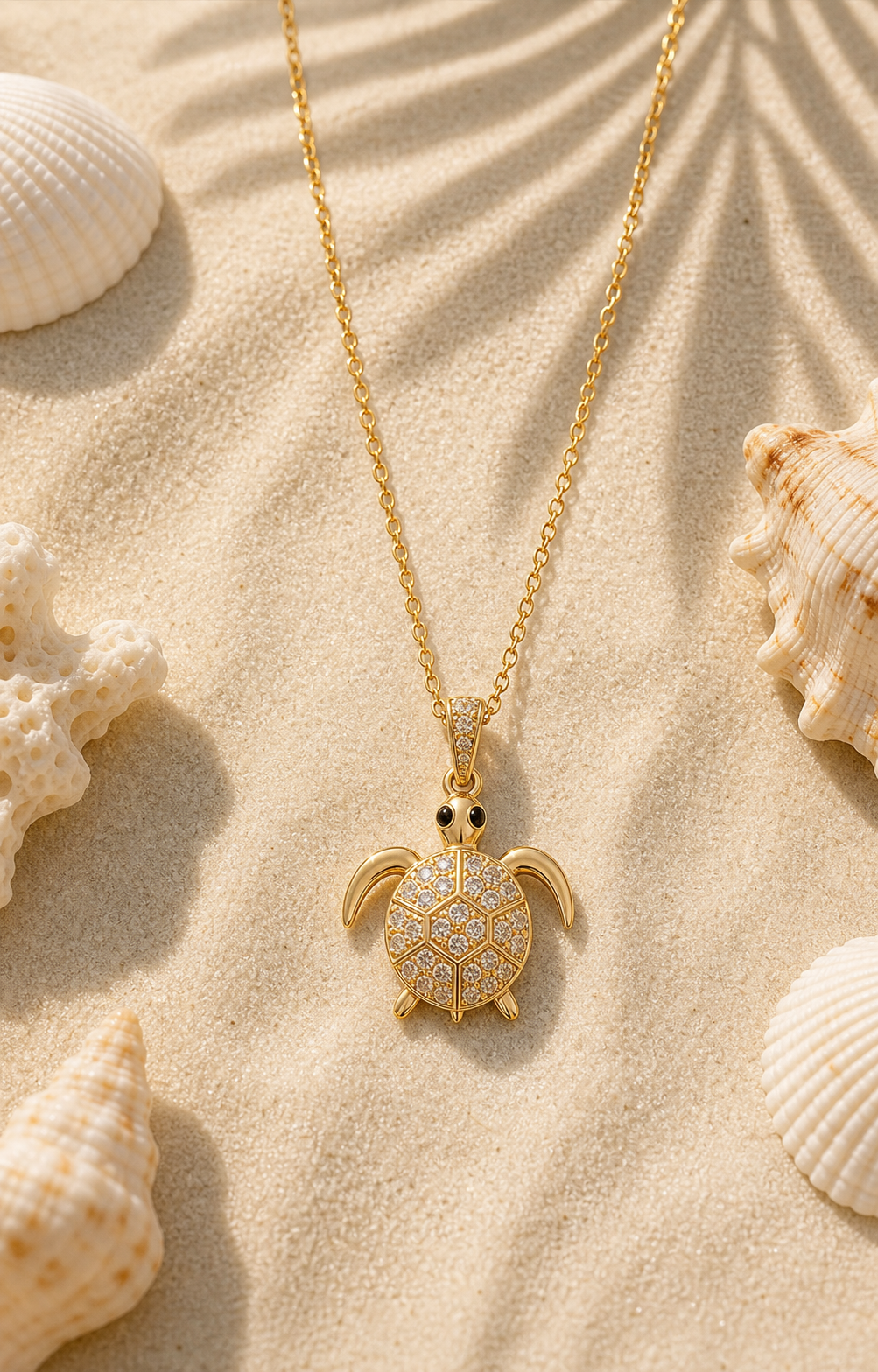 Gold Sea Turtle Ocean Charm Necklace