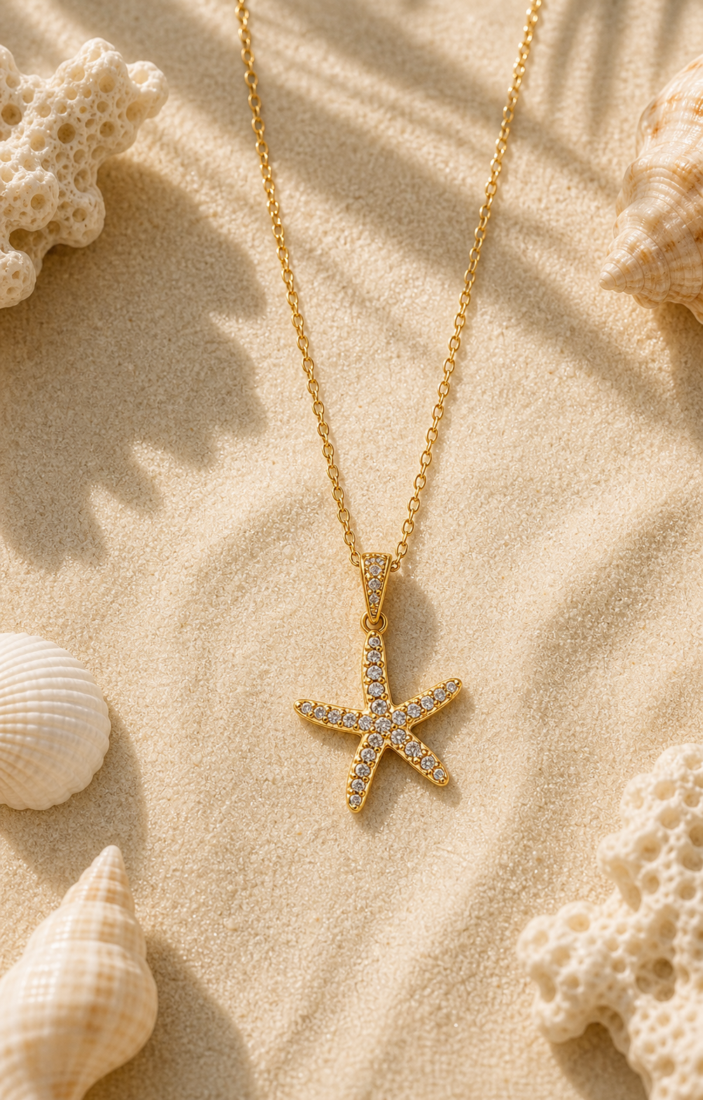 Gold Starfish Ocean Charm Necklace