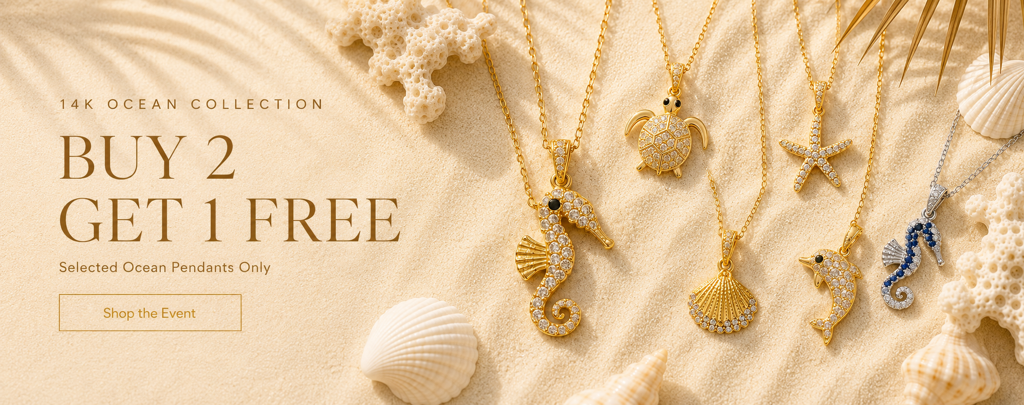 14K Ocean Collection - buy 2, get 1 free on selected ocean pendants